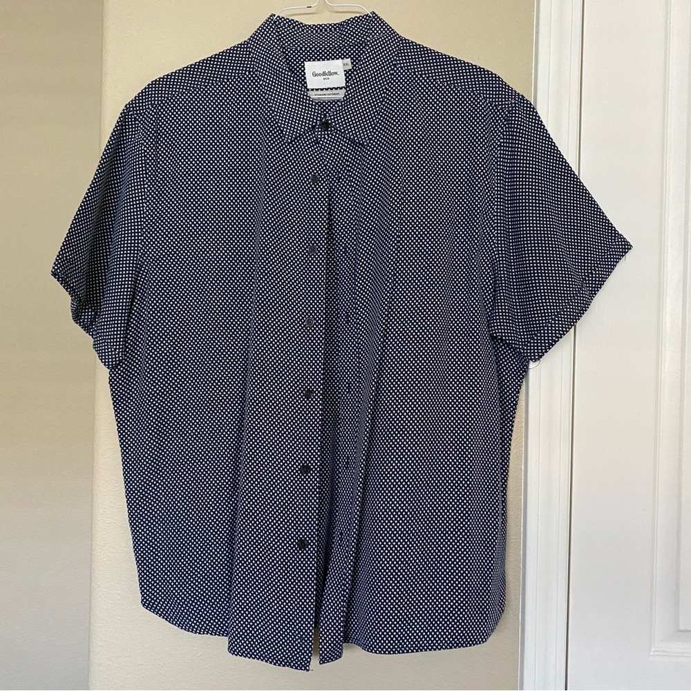 GOODFELLOW & CO Blue Print Resort Wear Short Sleeve Button Down Shirt